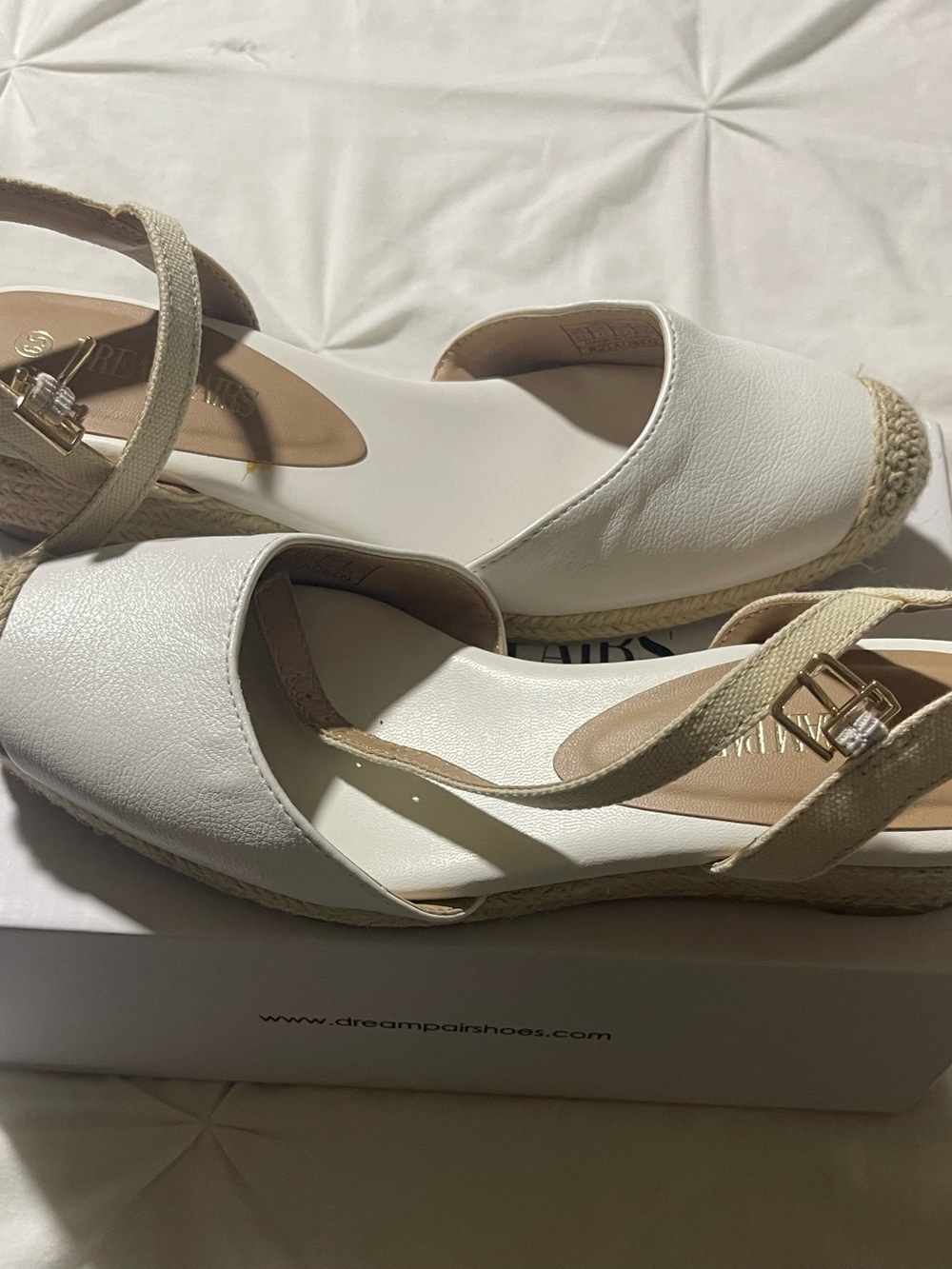 Dream Pairs White Espadrille Slingback Sandals with Tan Straps